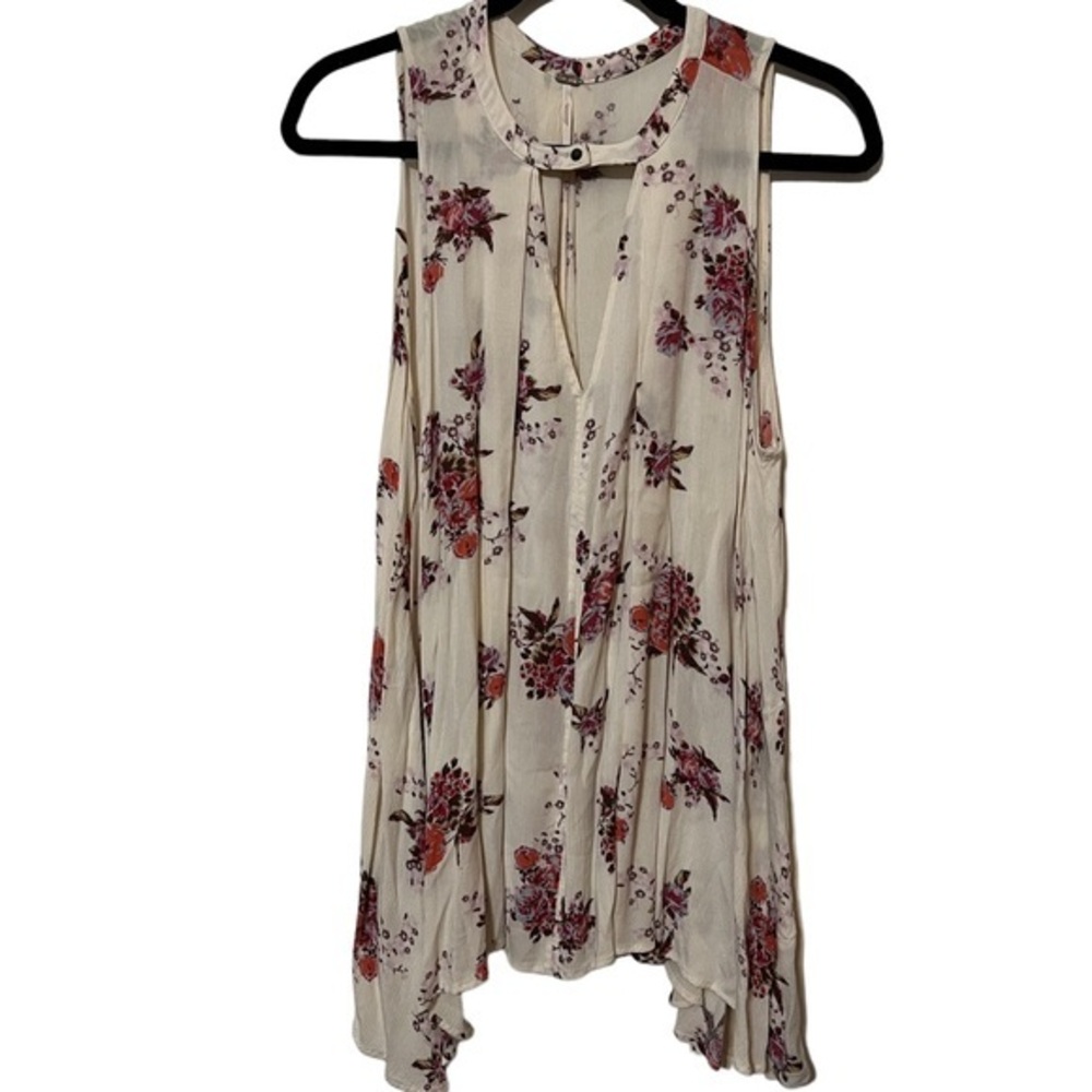 Free People Tank Style Sleeves Floral Bohemian Top Size XS